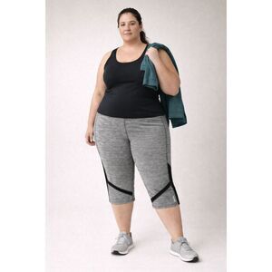 Reebok Plus Size Capri Leggings Gray Black Mesh Performance Stretch 3X
